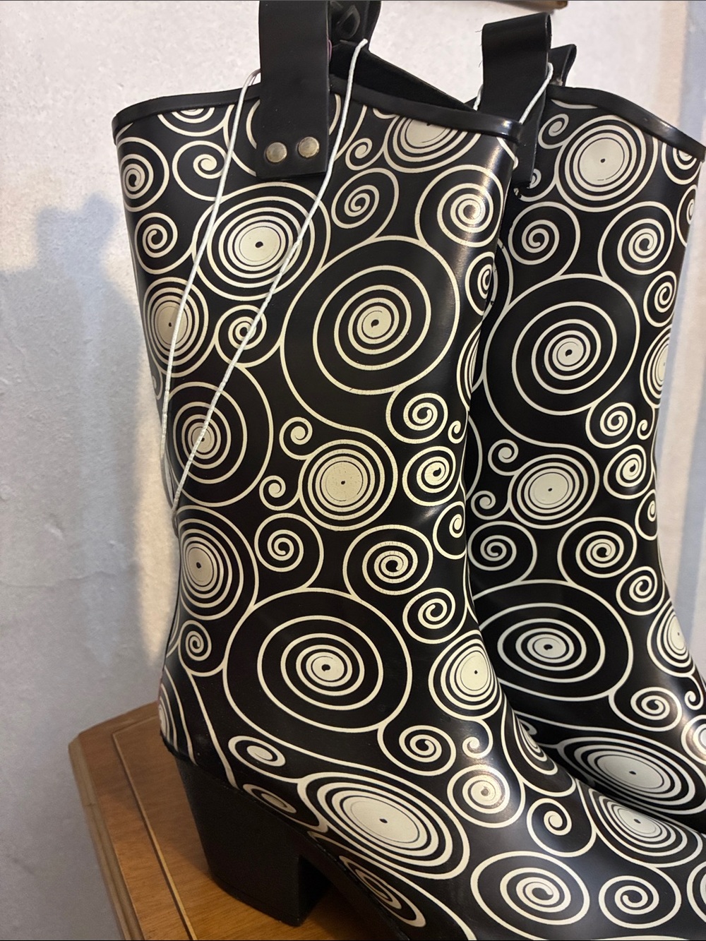 Black and White Swirl Rain Boots for Women - Picture 4 of 4